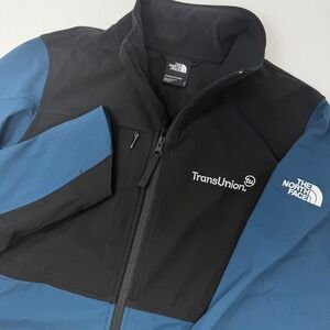 The North Face Womens Softshell Jacket Black Blue‎ TransUnion Logo Size Small